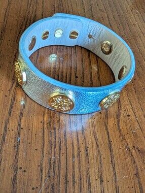 Rustic Cuff Metallic Silver And Gold Leather Snap Cuff Bracelet OS